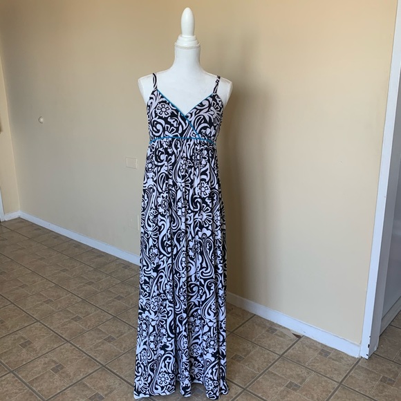 INC International Concepts Dresses & Skirts - Floor length black white and teal large INC dress